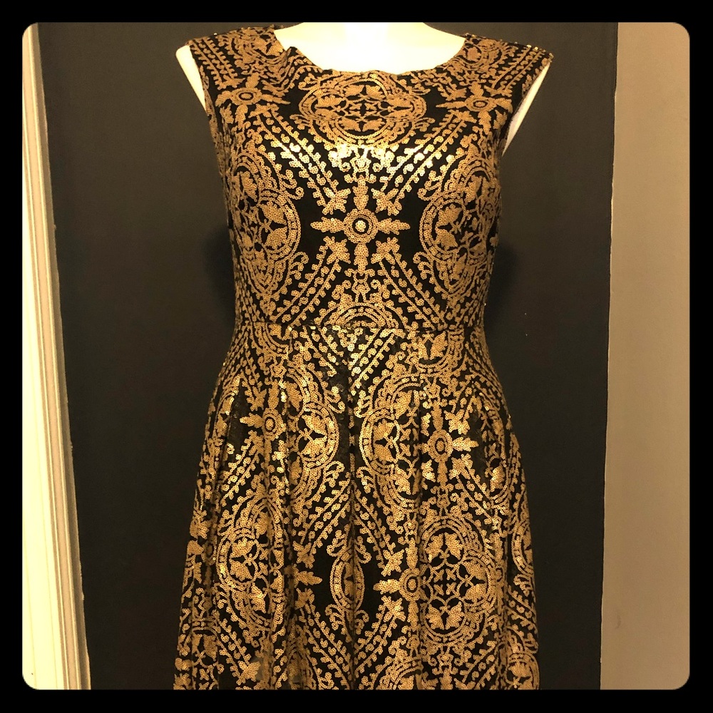 Eva Mendes Gold Sequin Dress (NY&Co)